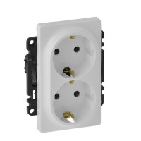 Механизм двойной розетки с з/к (монтаж в однопостовые коробки) Legrand Valena Life белый