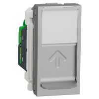 Одинарная компьютерная розетка Schneider Electric NU341030 RJ45 cat.5e UTP с полем для надписи 1М (алюминий)