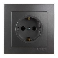 Розетка Nilson Touran антрацит 1-на з заземленням ( 24161017 )