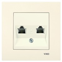 Розетка телефонная двойная (2хRJ11), кремовая, Karre