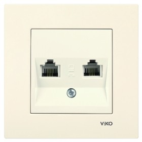 Розетка телефонна подвійна (2хRJ11), кремова, Karre