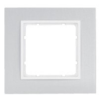 Одномісна рамка Berker B.7 10116914 (алюміній/полярна білизна)