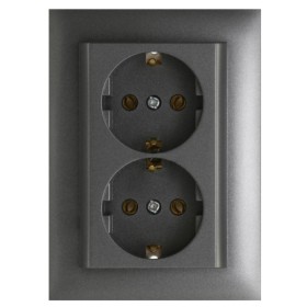 Двойная розетка Шуко Logus 90331 TIS 250В/16A (серый)