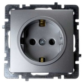 Розетка Nilson Touran срібло 1-на з заземленням без рамки ( 24130417 )
