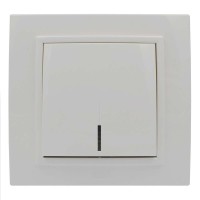 Выключатель ELBI ZENA белый 1кл с подсветкой с рамкой ( 500-010200-201 )