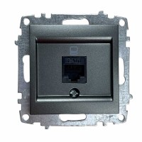 Розетка ELBI ZENA Silverline черный металлик компьютерная 1-a ( 609-011100-247 )