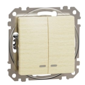 Двоклавішний вимикач Schneider Electric Sedna Design & Elements з підсвіткою береза SDD180105L