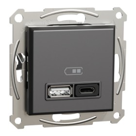 USB розетка Schneider Electric Asfora EPH2700471 USB/Type-C 3А 45Вт антрацит