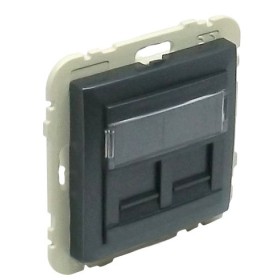 Двойная компьютерная розетка Logus 21975 TIS RJ45 (Cat.5e) (серый)