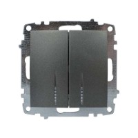 Выключатель ELBI ZENA Silverline черный металлик 2кл с подсветкой без рамки (609-011100-203)