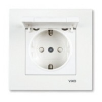 Розетка з кришкою та захисними шторками одномісна біла VIKO Karre
