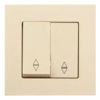 Перемикач прохідний 2-клавішний Gunsan Eqona крем