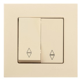 Переключатель проходной 2-клавишный Gunsan Eqona крем