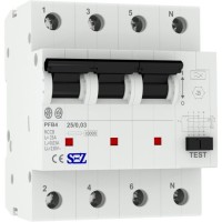 Пристрій захисного відключення (диференціальне реле) SEZ PFB4 25/0,03 4 P (PFB4_25/0.03)