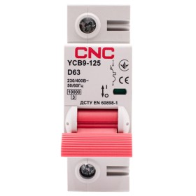 Автоматичний вимикач CNC YCB9-125 1Р 63А 10kA D