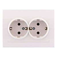 Розетка подвійна із з/к, біла, Deriy, Lezard
