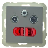 Розетка Logus 21546 TAL R-TV-SAT-2xRJ45 (Cat.6) (алюминий)