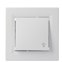 Выключатель кнопочный «Свет» белый Asfora, EPH0900121