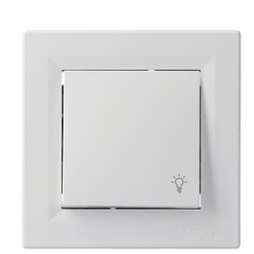 Выключатель кнопочный «Свет» белый Asfora, EPH0900121