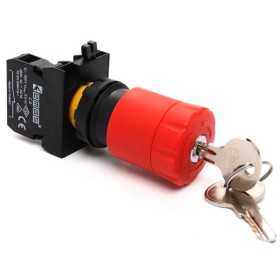 Аварійна кнопка «грибок» EMAS CP200EA30 з ключем D=30мм з фіксацією та повернення поворотом (1НЗ)