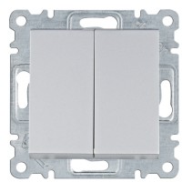 Двухклавишный выключатель Hager WL0042 Lumina 10АХ/230В (серебристый)