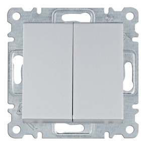 Двухклавишный выключатель Hager WL0042 Lumina 10АХ/230В (серебристый)