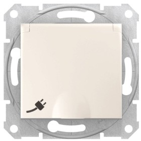 Розетка Schneider Electric Sedna SDN3100323 IP44 с крышкой и с защитными шторками (слоновая кость)