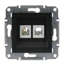 Розетка телефонна подвійна без рамки антрацит Asfora, EPH4200171