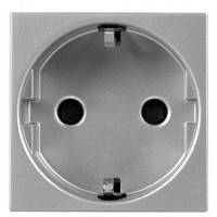 Механізм розетки ABB Zenit N2288 PL 2М із заземленням та захисними шторками (срібло)