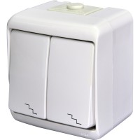 Выключатель 2-клавишный Лестница Eti Hermetics VHE-7 IP54 белый (4668006)