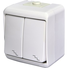 Вимикач 2-клавішний Сходи Eti Hermetics VHE-7 IP54 білий (4668006)
