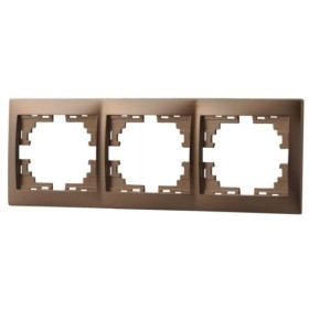 Рамка 3-местная горизонтальная светло-коричневая, Mira, Lezard