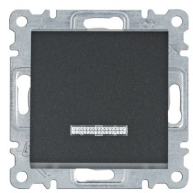 Однополюсний вимикач Hager WL0213 Lumina 10АХ/230В з підсвічуванням (чорний)