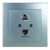 Розетка Nilson Touran срібло комп'ютерна телефонна Cat6e-Cat3e (24131049)
