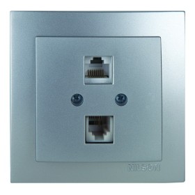 Розетка Nilson Touran срібло комп'ютерна телефонна Cat6e-Cat3e (24131049)
