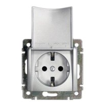 Механизм розетки с з/к и крышкой Valena алюминий
