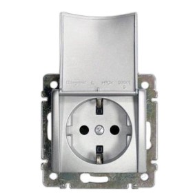 Механизм розетки с з/к и крышкой Valena алюминий