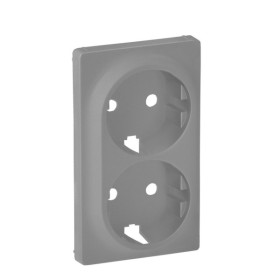 Панель двойной розетки с з/к и шторками Legrand Valena Life алюминий