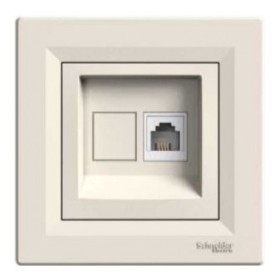 Розетка компьютерная RJ45 кат.6 UTP кремовая белая Asfora, EPH4700123