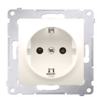 Одинарная электрическая розетка Kontakt Simon Simon 54 Premium DGSZ1Z.01/41 с заземлением Schuko со шторками (кремовый)