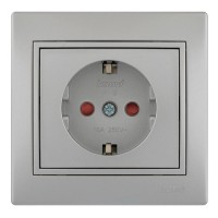 Розетка із захистом від дітей сірий металік, Mira, Lezard