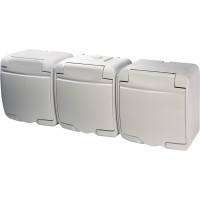 Розетка тримісна Eti Hermetics RHE-3s із з/к IP54 біла (4668023)