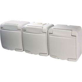 Розетка трехместная Eti Hermetics RHE-3s с з/к IP54 белая (4668023)