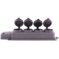 Каучукова чотиримісна колодка E.Next e.socket.rubber.029.4.16 16А із заземленням та захисною кришкою (s9100039)