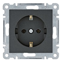 Розетка Hager WL1053 Lumina 16А/230В с з/к (черная)