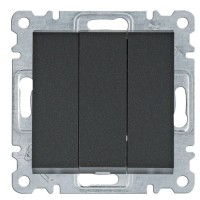Трехклавишный выключатель Hager WL0073 Lumina 10АХ/230В (черный)