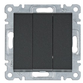 Трехклавишный выключатель Hager WL0073 Lumina 10АХ/230В (черный)