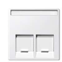 Центральная панель компьютерной розетки двойная RJ11 или RJ45 белая Merten, MTN469925