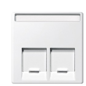 Центральная панель компьютерной розетки двойная RJ11 или RJ45 белая Merten, MTN469925