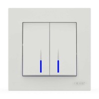 Выключатель EL-BI VEGA белый мат 2-кл с подсветкой ( 510-016200-203 )